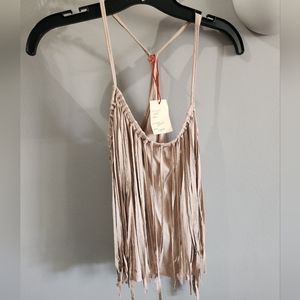 RAGA Anthropologie Faux Suede Fringe Tank NWT